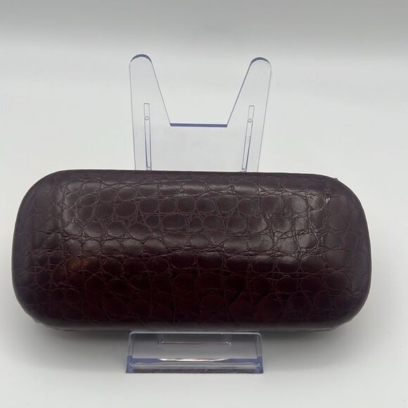 PRIVATE EYES FAUX SNAKESKIN RED BROWN MADE IN ITALY GLASSES CASE - Picture 4 of 7